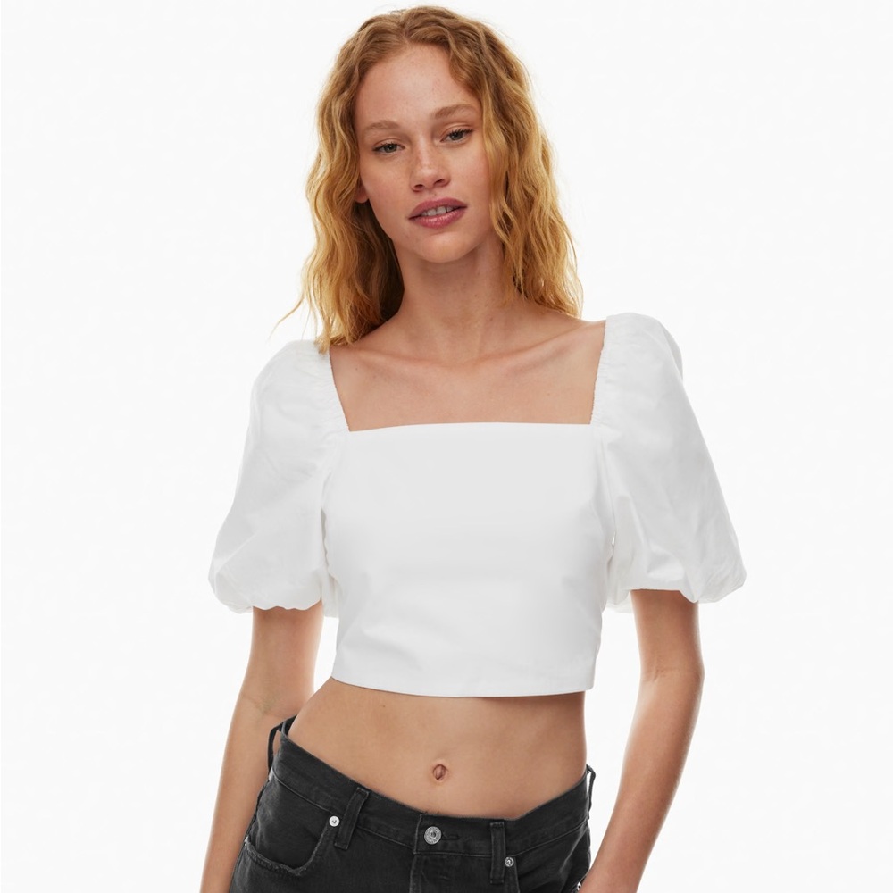 NWOT Aritzia Little Moon Lucia poplin blouse in white, SZ MEDIUM